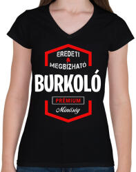 printfashion Burkoló prémium minőség - Női V-nyakú póló - Fekete (1465357)