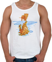 printfashion Macska-tigris - Férfi atléta - Fehér (9183334)