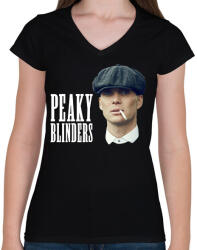 printfashion Peaky Blinders - Női V-nyakú póló - Fekete (2574968)