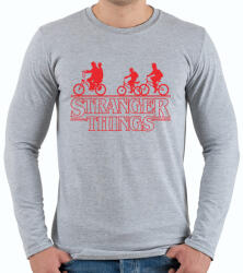 printfashion Stranger Things felirat - Férfi hosszú ujjú póló - Sport szürke (4605080)