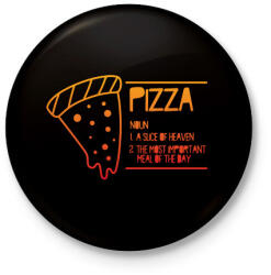 printfashion Pizza jelentése - Kitűző, hűtőmágnes - Fekete (9403173)