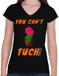 printfashion you can tuch this - Női V-nyakú póló - Fekete (1553670)