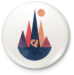 printfashion Mókus és hegyek 1 - Kitűző, hűtőmágnes - Fehér (5238246)