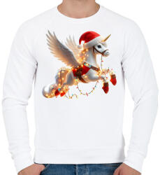 printfashion Karácsonyi Unikornis / Pegazus / póni - Férfi pulóver - Fehér (15236428)