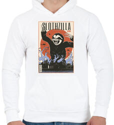 printfashion Lajhár godzilla - Férfi kapucnis pulóver - Fehér (14099004)