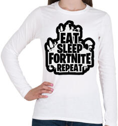 printfashion Eat Sleep Fortnite Repeat - Női hosszú ujjú póló - Fehér (16857890)