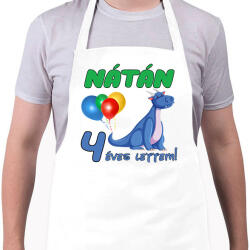 printfashion Dínó szülinap (egyedi névvel) - Kötény - Fehér (5660236)