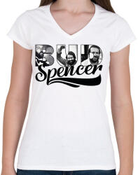 printfashion Bud Spencer fotós - Női V-nyakú póló - Fehér (9828048)
