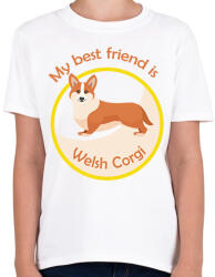 printfashion My best friend - Welsh corgi - Gyerek póló - Fehér (6296582)