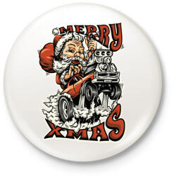 printfashion HOT ROD Mikulás - Kitűző, hűtőmágnes - Fehér (3076062)