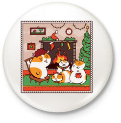 printfashion Tengerimalac karácsony - Kitűző, hűtőmágnes - Fehér (5640311)