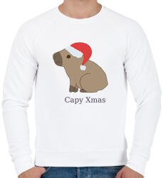 printfashion capybara család - mikulás - Férfi pulóver - Fehér (14887459)