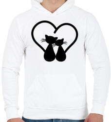 printfashion Szerelmes cicák - Férfi kapucnis pulóver - Fehér (1038113)