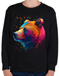 printfashion Színes medve portré - Gyerek pulóver - Fekete (12638460)