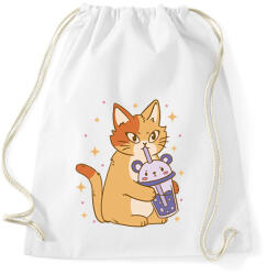 printfashion Cica bubble teával - Sportzsák, Tornazsák - Fehér (7529291)