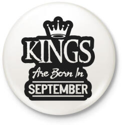 printfashion KINGS are born in September - fekete - Kitűző, hűtőmágnes - Fehér (5511776)