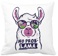 printfashion Láma - no problama - Párnahuzat, Díszpárnahuzat - Fehér (4207766)