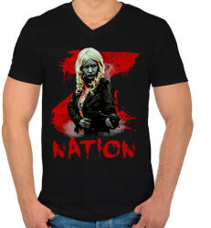 printfashion z nation-lucy - Férfi V-nyakú póló - Fekete (2841876)