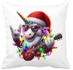 printfashion Vicces karácsonyi gitáros rocker party unikornis - Párnahuzat, Díszpárnahuzat - Fehér (15235352)
