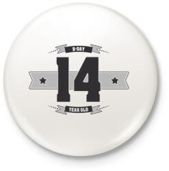 printfashion b-day-14-dark-lightgrey - Kitűző, hűtőmágnes - Fehér (3076365)