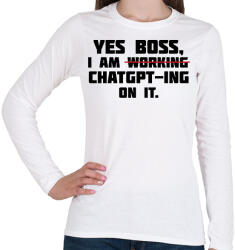printfashion Yes boss - Női hosszú ujjú póló - Fehér (14577984)