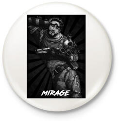 printfashion Mirage BW - Apex Legends - Kitűző, hűtőmágnes - Fehér (3079884)
