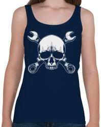 printfashion Koponya és szerszámok Skull tool sötét alaphoz - Női atléta - Sötétkék (11518591)