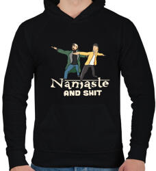 printfashion namastee and shit - Férfi kapucnis pulóver - Fekete (2129394)