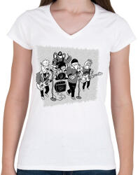 printfashion Állat zenekar - Női V-nyakú póló - Fehér (9175488)
