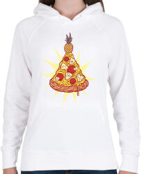 printfashion Ananászos pizza karácsonyfa - Női kapucnis pulóver - Fehér (14673018)