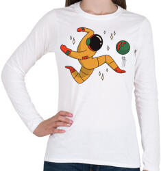 printfashion Űrhajós focista - Női hosszú ujjú póló - Fehér (6255790)