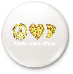 printfashion Peace, love, pizza - Kitűző, hűtőmágnes - Fehér (13011534)