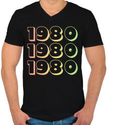 printfashion 1980 - Férfi V-nyakú póló - Fekete (12733579)