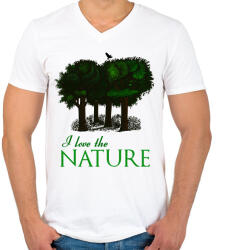 printfashion i love the nature - Férfi V-nyakú póló - Fehér (15852766)