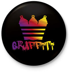 printfashion Graffiti sprac - Kitűző, hűtőmágnes - Fekete (7515178)