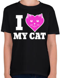 printfashion I Love My Cat - Gyerek póló - Fekete (1939216)