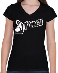 printfashion Boci Poci - Női V-nyakú póló - Fekete (14968869)