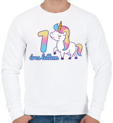 printfashion Unikornis: 1 éves lettem - Férfi pulóver - Fehér (2873991)