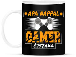 printfashion Apa nappal, Gamer éjszaka - Bögre - Fekete (5976055)