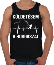 printfashion Küldetésem a horgászat - Férfi atléta - Fekete (970764)