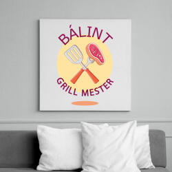 printfashion Grill mester - Névvel - Vászonkép - Fehér (6640697)