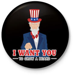 printfashion I want you to grow a beard - Kitűző, hűtőmágnes - Fekete (6840442)