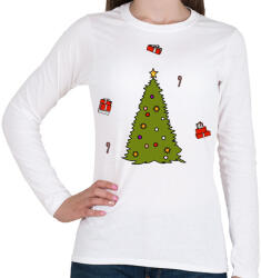 printfashion Karácsonyfa - Női hosszú ujjú póló - Fehér (2044118)