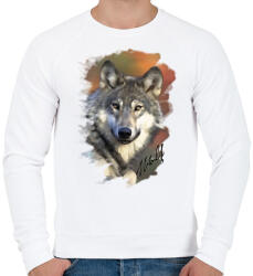 printfashion wolf - Férfi pulóver - Fehér (1260442)