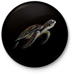 printfashion Teknős portré - Kitűző, hűtőmágnes - Fekete (4879589)