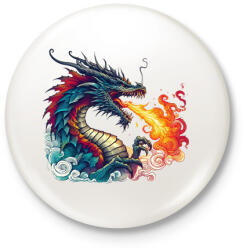 printfashion Sárkány - Kitűző, hűtőmágnes - Fehér (15184341)