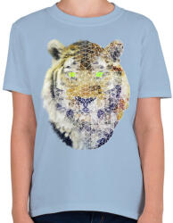 printfashion Biometrikus tigris - Gyerek póló - Világoskék (38002)