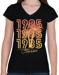 printfashion 1985 - Női V-nyakú póló - Fekete (12233436)