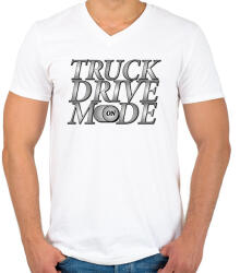 printfashion Truck drive mode - Férfi V-nyakú póló - Fehér (7481253)