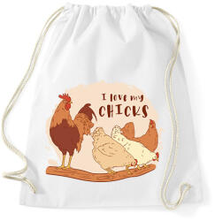 printfashion Csirkék - Sportzsák, Tornazsák - Fehér (6160113)